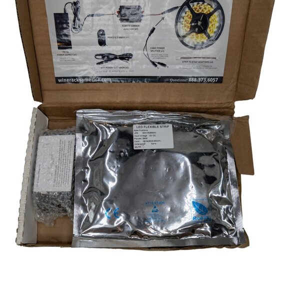 Flexible LED Strip Lighting Kit 16 ft Self Adhesive White 24W Wine Racks America - Picture 6 of 10